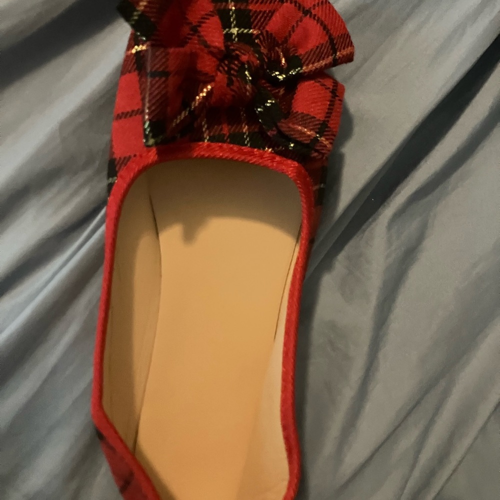 Plaid Red Ballet Flats